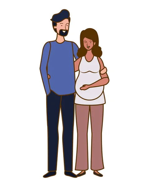 Gravid kvinna med make stående — Stock vektor