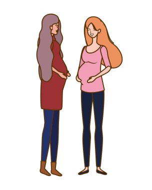 beyaz arka plan üzerinde duran güzel kadın hamile