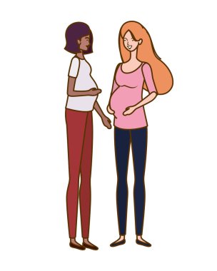 beyaz arka plan üzerinde duran güzel kadın hamile