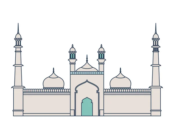 Edificación de mezquita islámica jama masjid y día de la independencia de la India — Vector de stock