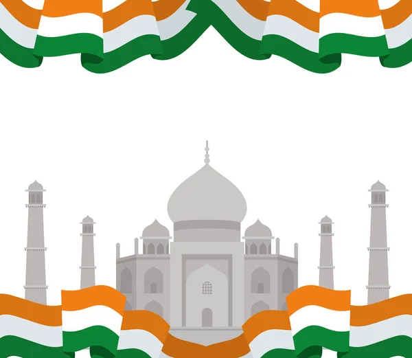 Celebração do dia de independência indiano com a bandeira — Vetor de Stock