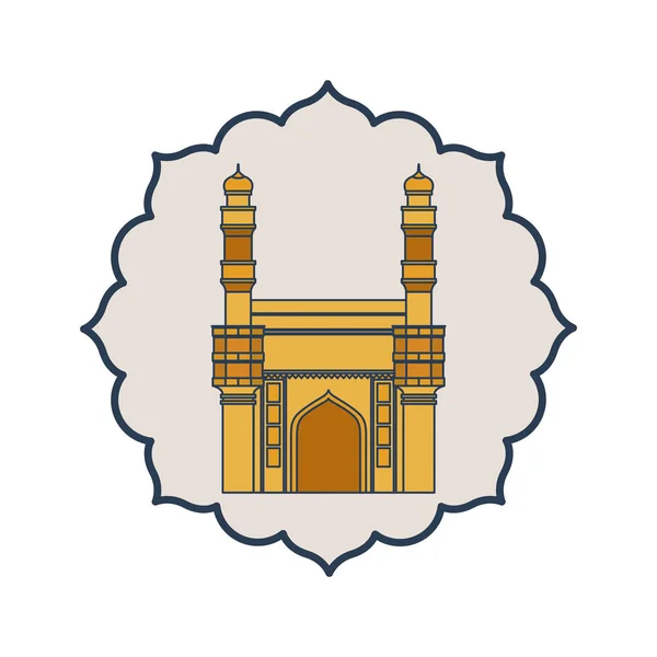 Membangun masjid charminar dan hari kemerdekaan India - Stok Vektor
