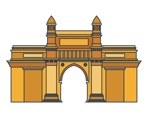 Edificatie van gateway of India geïsoleerd icoon — Stockvector