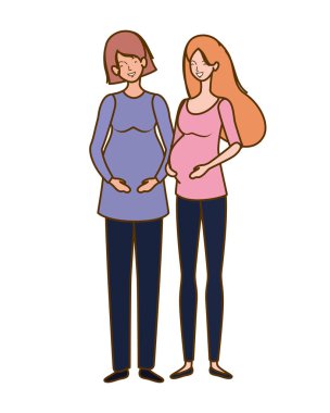 beyaz arka plan üzerinde duran güzel kadın hamile