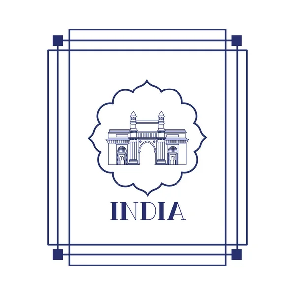 Edificação da porta de entrada do ícone isolado da Índia — Vetor de Stock