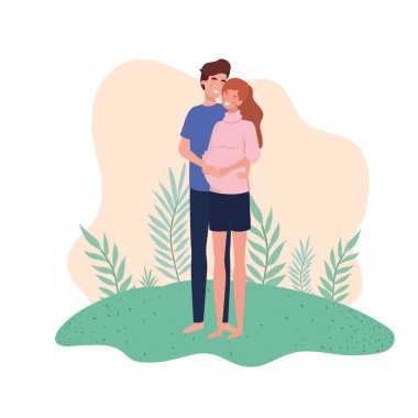 kocası manzara ayakta hamile kadın