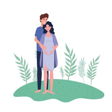 kocası manzara ayakta hamile kadın