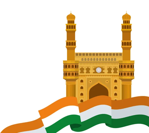 Célébration de la fête de l'indépendance indienne avec drapeau — Image vectorielle