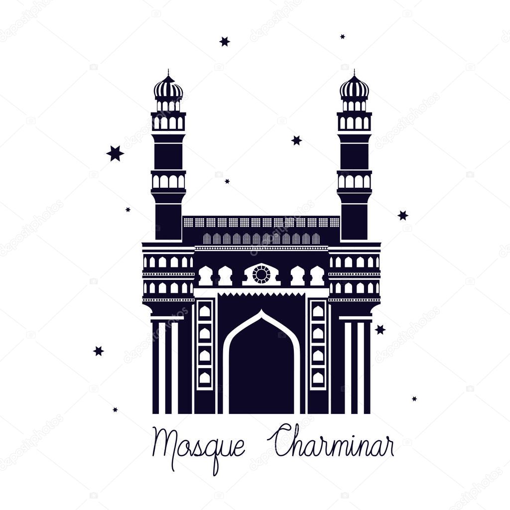 edification of mosque charminar and Indian independence day vector illustrator