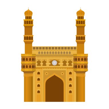 edification of mosque charminar and Indian independence day clipart