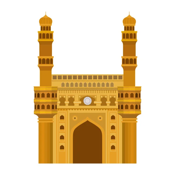 Édification du charminar de la mosquée et fête de l'indépendance indienne — Image vectorielle