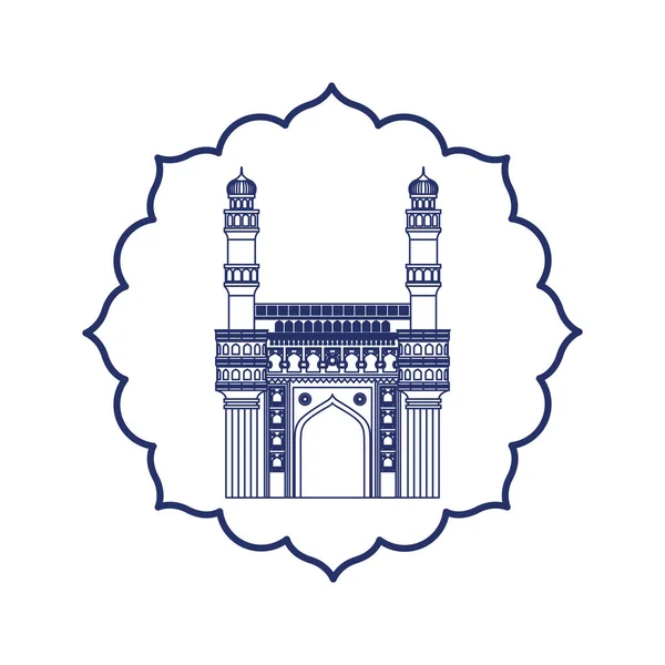 Edificación de la mezquita charminar y día de la independencia de la India — Vector de stock