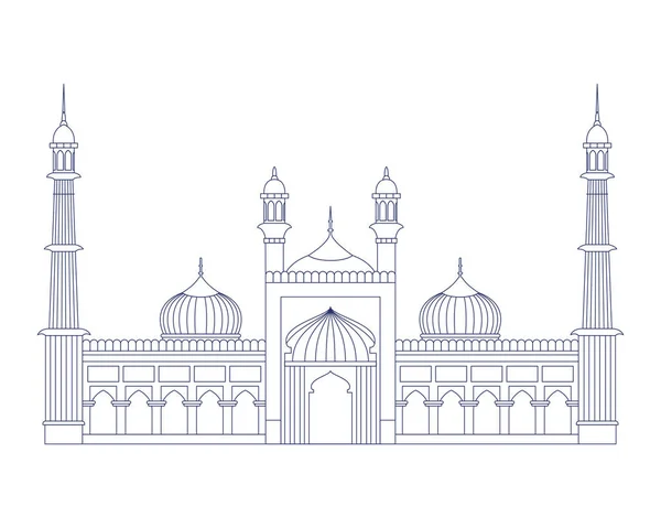 Edificatie van de islamitische moskee Jama Masjid en de Indische Onafhankelijkheidsdag — Stockvector