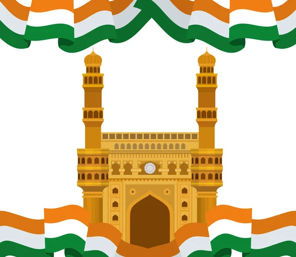 Célébration de la fête de l'indépendance indienne avec drapeau — Image vectorielle