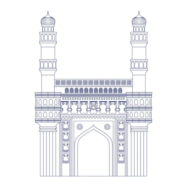 教育清真寺的魅力和印度独立日 — 图库矢量图片