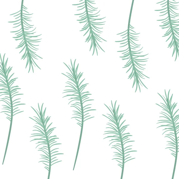 Узор ветки с листьями на белом фоне — стоковый вектор