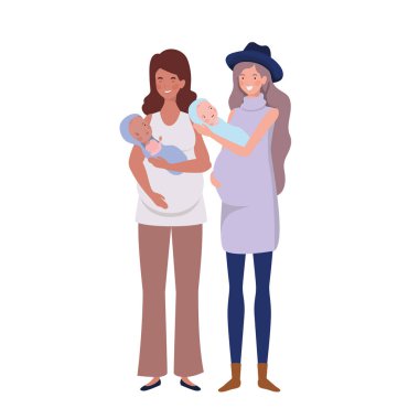 kollarında yeni doğmuş bir bebek le ayakta kadınlar