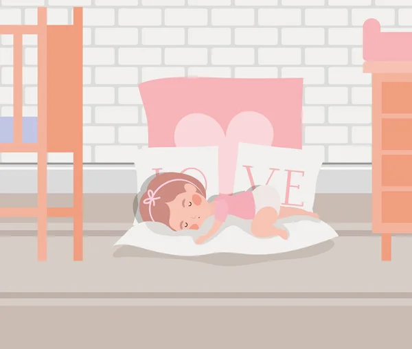 Маленька дівчинка сплячий персонаж — стоковий вектор