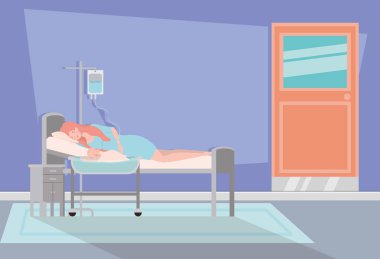 hastane odasında yeni doğan bebek ile sevimli anne