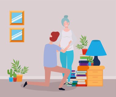 ev yer sahnesinde hamilelik çift