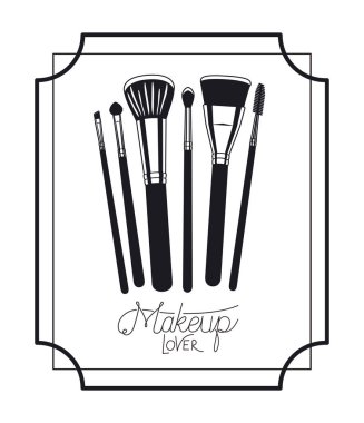 çerçeve içinde fırça aksesuarları makyaj