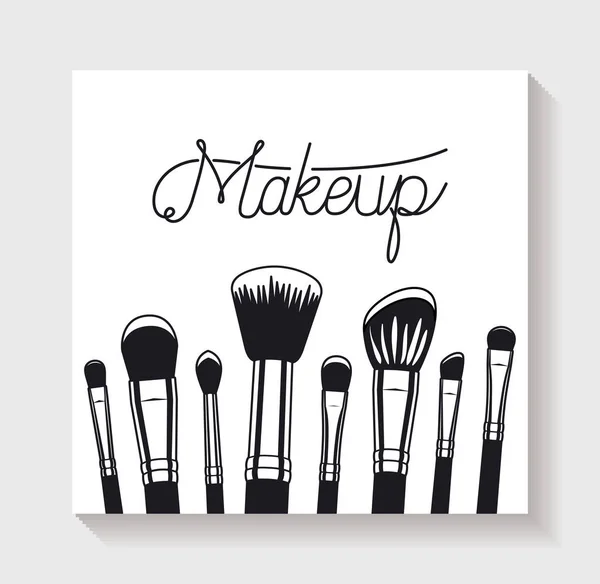 Maquillage brosses accessoires icônes — Image vectorielle