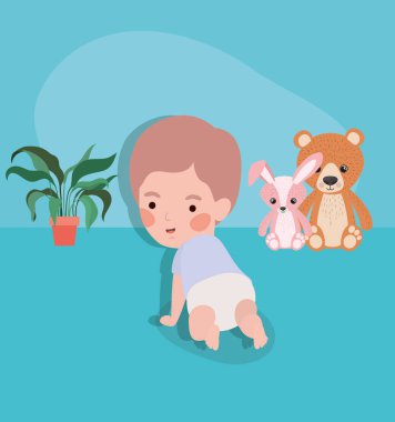 küçük bebek erkek sürünen karakter