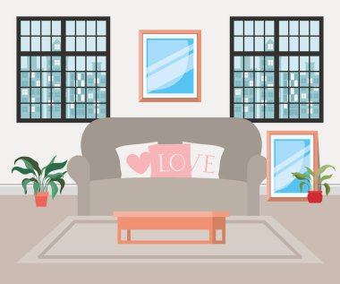 güzel oturma odası ev sahnesi