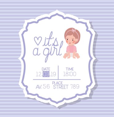 Küçük çocuklu bir kız bebek duş kartı.