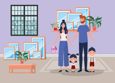 ev yer sahnesinde aile üyeleri