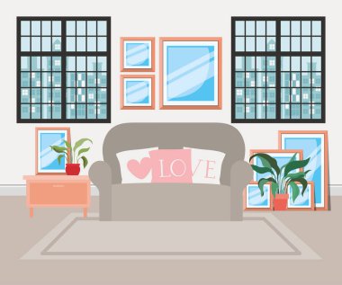 güzel oturma odası ev sahnesi