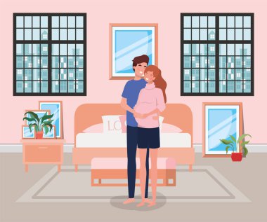 yatak odası sahnesinde hamilelik çift