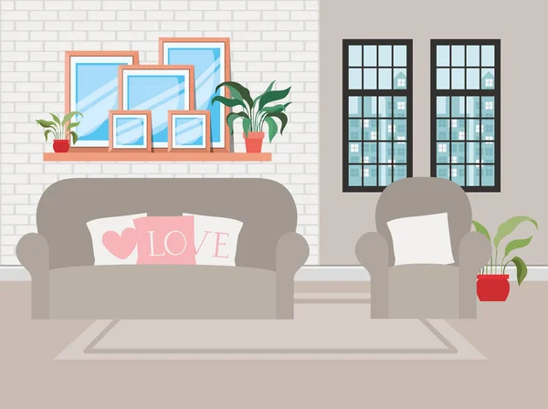 Güzel oturma odası ev sahnesi — Stok Vektör