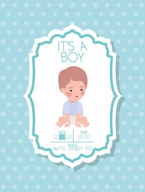 Küçük çocuklu bir erkek bebek duş kartı.