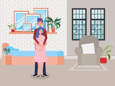 yatak odası sahnesinde hamilelik çift