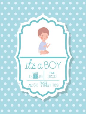 Küçük çocuklu bir erkek bebek duş kartı.