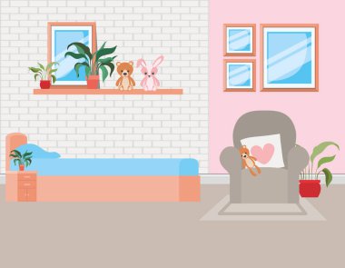 güzel yatak odası ev sahnesi