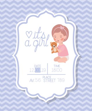 Bu çocuk ve ayı oyuncak ile bir kız bebek duş kartı