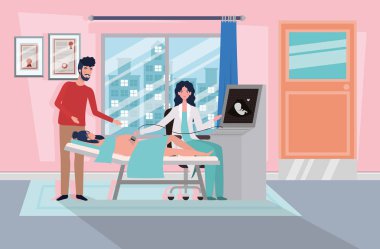 klinikte ultrason alarak gebelik kadın ile adam