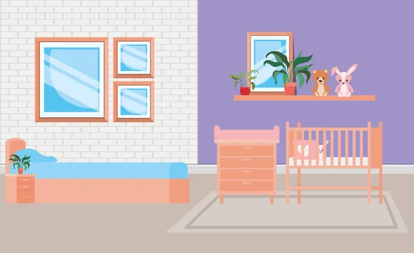 Smuk baby seng værelse scene – Stock-vektor