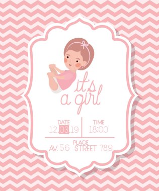 Küçük çocuklu bir kız bebek duş kartı.