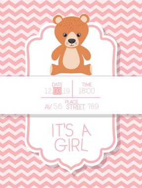 Bu ayı oyuncak ile bir erkek bebek duş kartı