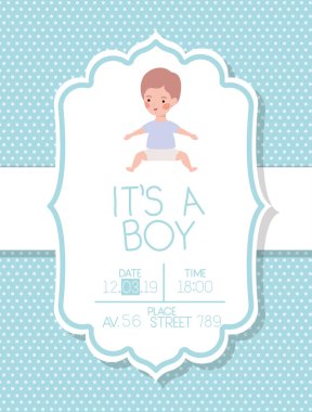 Küçük çocuklu bir erkek bebek duş kartı.