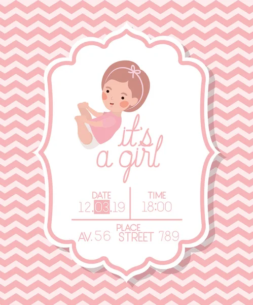 Küçük çocuklu bir kız bebek duş kartı.