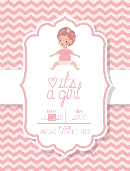 Es ist ein Mädchen Baby-Duschkarte mit kleinem Kind — Stockvektor