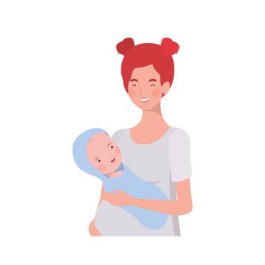 kollarında yeni doğmuş bir bebek ile kadın