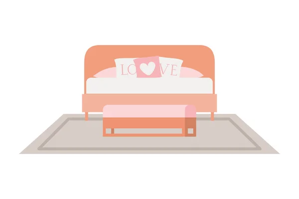 Kamer met bed geïsoleerd icoon — Stockvector