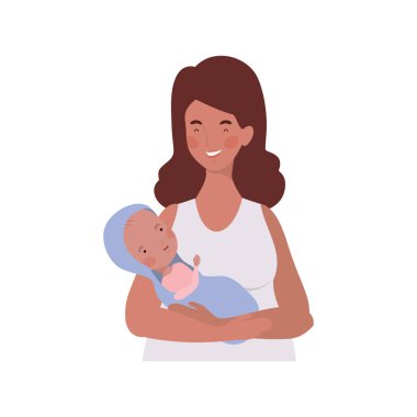 kollarında yeni doğmuş bir bebek ile kadın