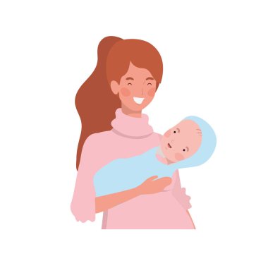 kollarında yeni doğmuş bir bebek ile kadın