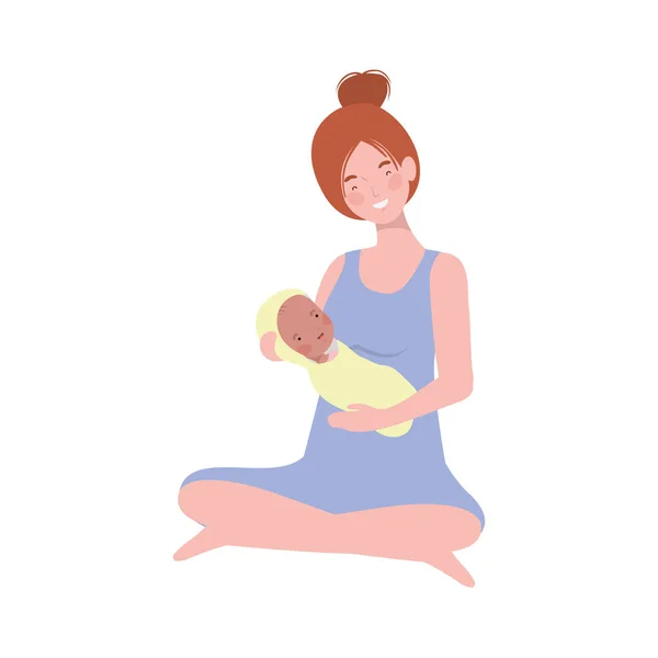 Frau mit Neugeborenem auf dem Arm — Stockvektor